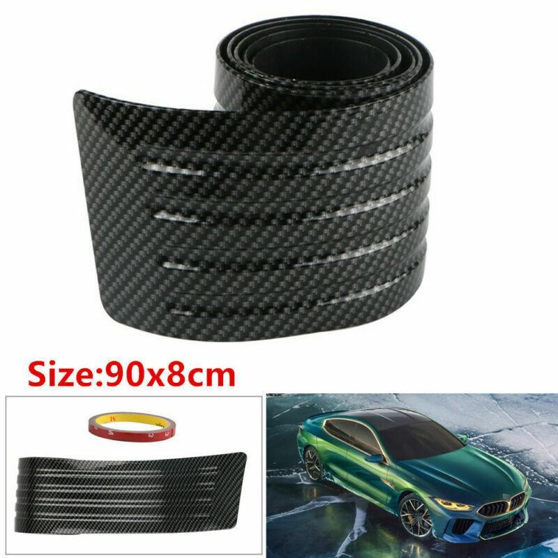 Protector trasero de parachoques de maletero de coche de fibra de carbono 90x8 cm alféizar cubierta de goma almohadilla protectora