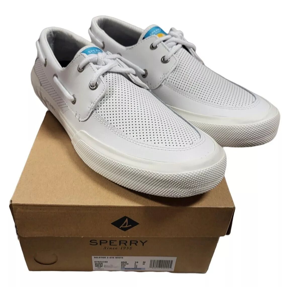 Sperry Top-Sider Men Soletide 2-Eye Sneaker White Mens Size 10.5 New  STS23160