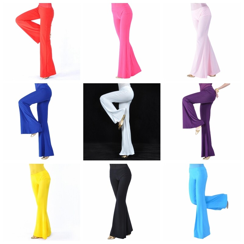 Mujer Bell fondo vientre baile pantalones elásticos salón de baile para fase práctica