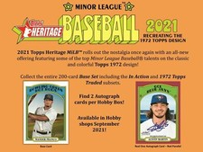 2021 HERITAGE MINOR LEAGUE BASEBALL FACTORY SEALED 12 BOX HOBBY CASE 