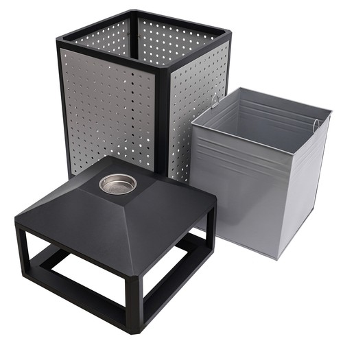 38Gal Outdoor Trash Can Large Site Lot Garbage Waste Container +Build-in Ashtray - Picture 13 of 23