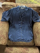 Vintage Victoria Secret Gold Label Night Shirt M/L navy white satin