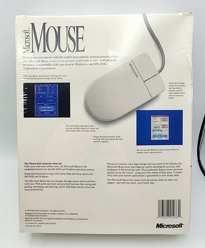 Vintage 1992 Microsoft Mouse PS/2 Version MS-DOS & OS/2 New Sealed Box Crushing - Picture 2 of 10