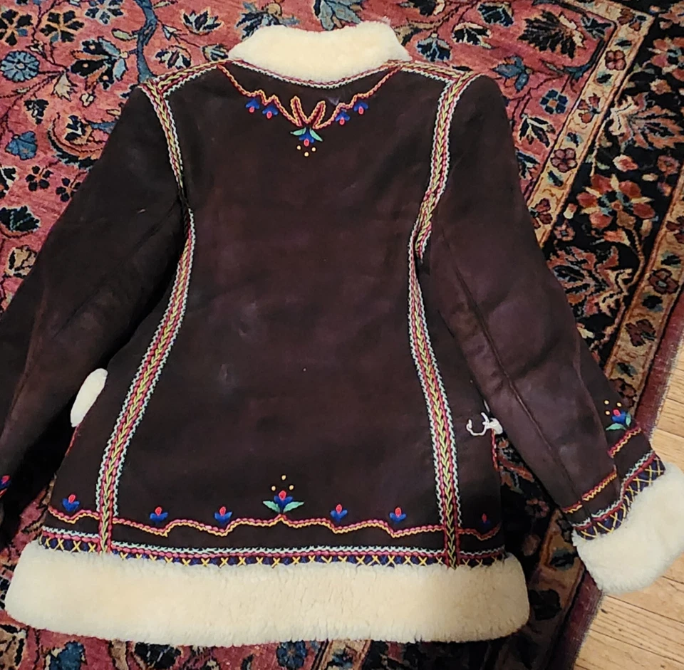 Винтажный 1970-х меха на Max стриженный мех вышитое пальто - Изображение 2 из 4