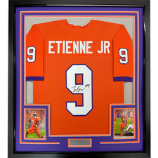 FRAMED Autographed/Signed TRAVIS ETIENNE JR 33x42 Clemson Orange Jersey JSA COA