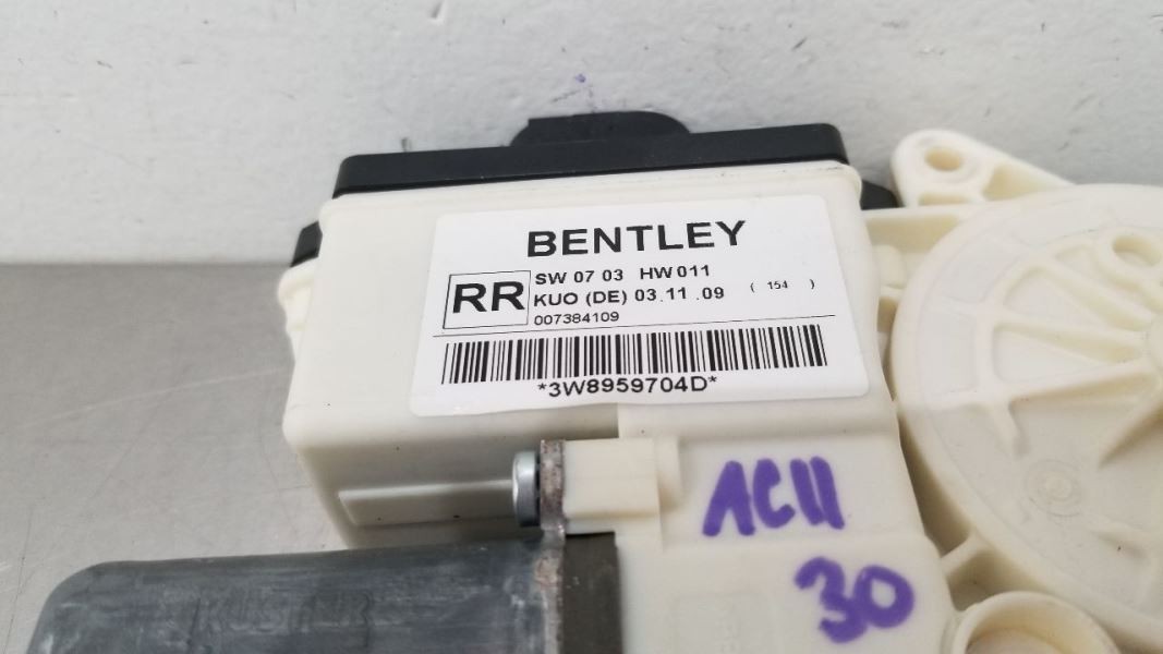2010 BENTLEY CONTINENTAL GT COUPE QUARTER WINDOW REGULATOR MOTOR RIGHT PASSENGER
