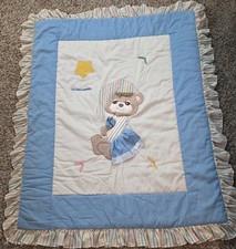 VTG 1982 Morgan Teddy Beddy Bear Baby Crib Comforter Blanket Sleepy Bear 42x51"