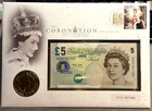 GB 2003 Coronation, Royal Mail/Mint £5 Coin £5 Note Numismatic FDC