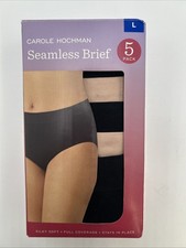 Carole Hochman Women's Seamless Brief 5-Pack Full Coverage, Dark/Light, Size L
