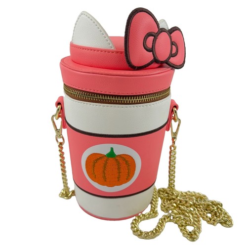 Loungefly Hello Kitty Pumpkin Spice Latte Cup Crossbody Bag Sanrio Fall Pink