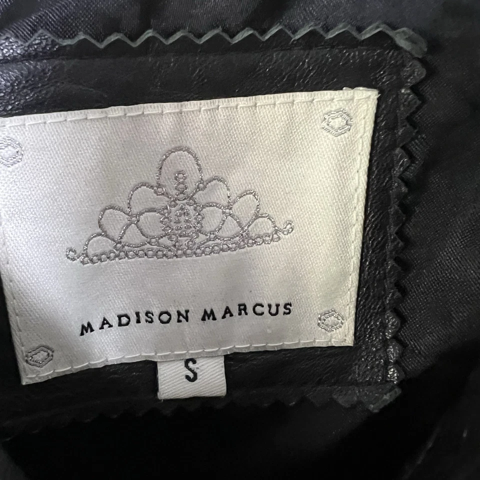 Chaqueta motera de cuero negra Madison Marcus talla S vanguardista femenina rockera suave grunge Foto 3 de 4
