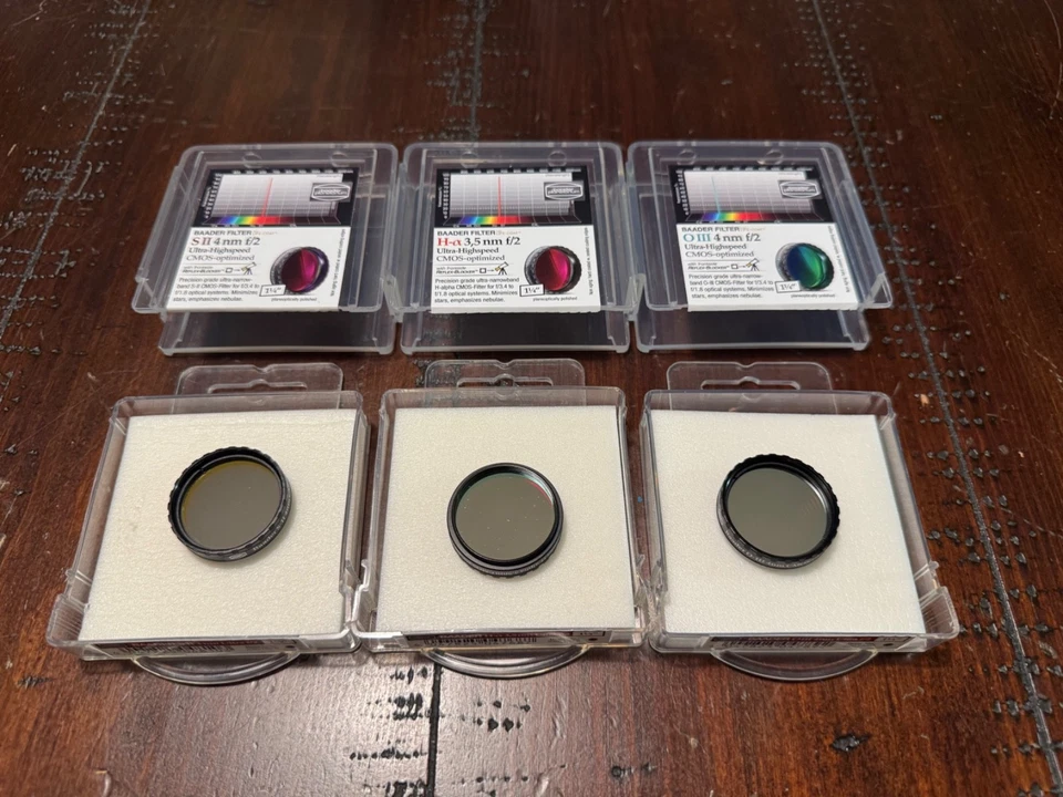 Baader Ultra Narrowband 1.25" CMOS Optimized 3.5/4mm Ha/O-III/S-II Filter Set - Image 2 of 4