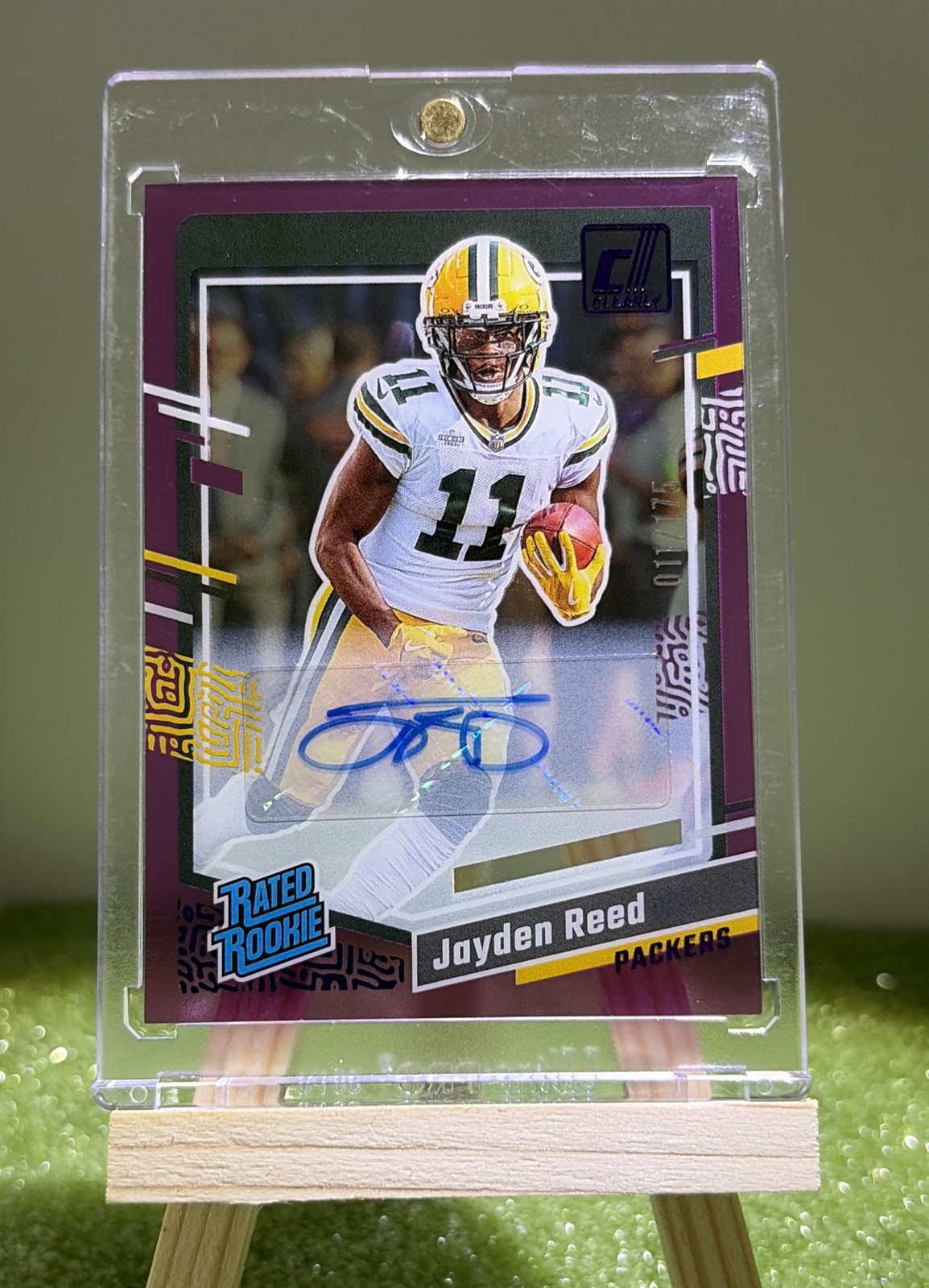 2023 Panini Clearly Donruss - Jayden Reed #68 Purple Autographs /175 (AU, RC)