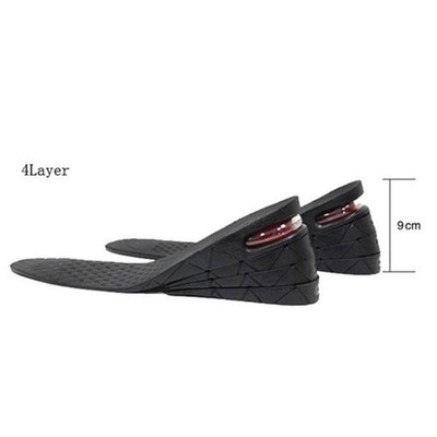Adjustable 9cm Height Air Cusion Athletic Shoe Insoles 4 Layer Shoe Lift Insole