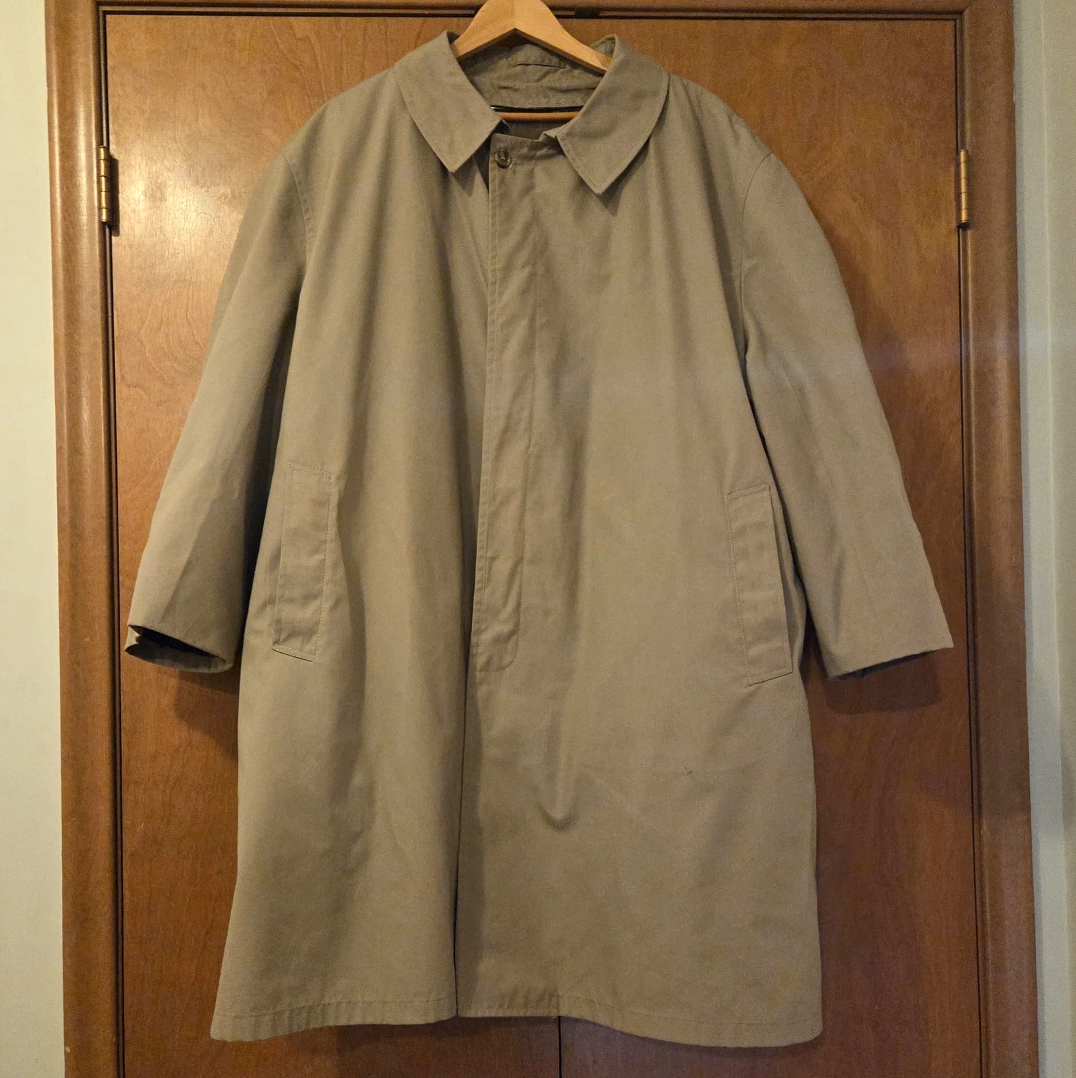 Vintage English Squire Trench Coat 60L Big Tall USA Zip Out Liner Tan - product detail image 1