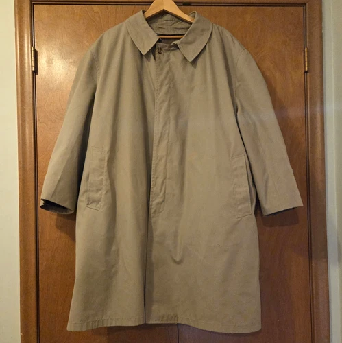 Vintage English Squire Trench Coat 60L Big Tall USA Zip Out Liner Tan - product listing photo