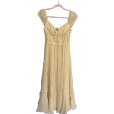 Hutch Anthropologie fairy cottage ethereal soft romantic gold Midi Dress Size S