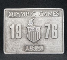 WA25110 NOS VINTAGE 1976 OLYMPIC GAMES U.S.A. SPORTS PEWTER BERGAMOT BUCKLE