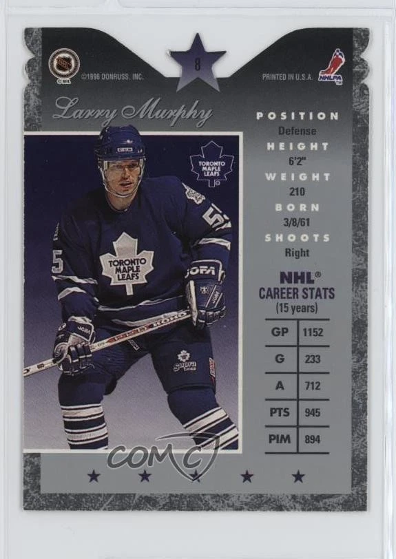 1995-96 Donruss Elite Die-Cut Larry Murphy #8 HOF - Image 2 of 2