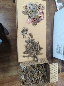 Huge Lot Of Old Rusty Nuts, Bolts And Washers Steampunk Supplies 30 Pounds