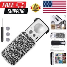 Portable Pocket Magnifying Glass with 3 Magnifications UV Light for Collectors