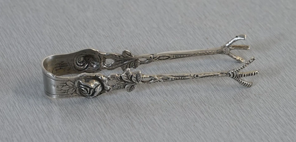 pinza decorata in argento 800 pinza per zucchero piede di corvo... - Immagine 2 di 4