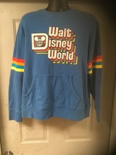 DISNEY Adult Size Large Walt Disney World Retro Rainbow Crewneck Sweatshirt 
