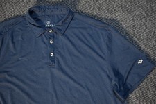 Burlebo Polo Shirt Mens Large Blue Heather Stretch Golf Performance Casual