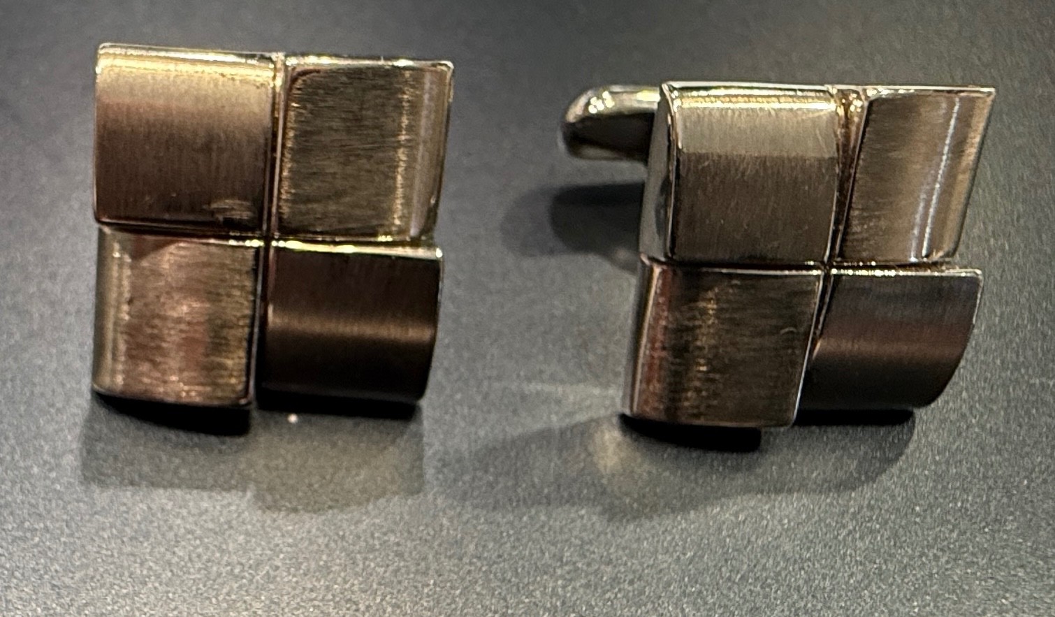 Square Pattern Silver Colored Cufflinks - image 1