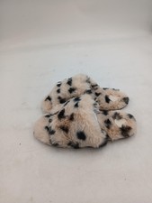 Anthropologie Slippers Womens Beige Leopard Faux Fur Slide House Cozy Size 7