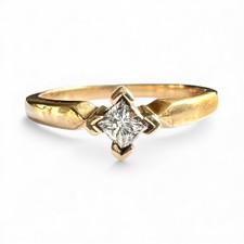 9ct Gold Diamond Solitaire Ring Hallmarked Vintage 375 2.21g Size M