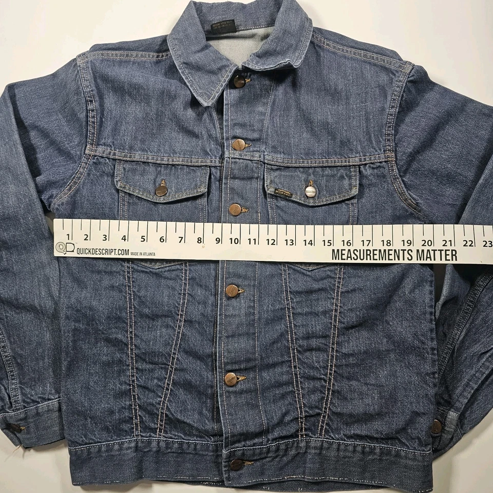 SEARS ROEBUCKS SELVEDGE DENIM JACKET MENS LARGE VINTAGE 70s MADE IN USA BLUE - Image 4 of 4