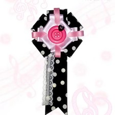 Pink Black Dot Rosette Handmade Accessory Pin Badge Official