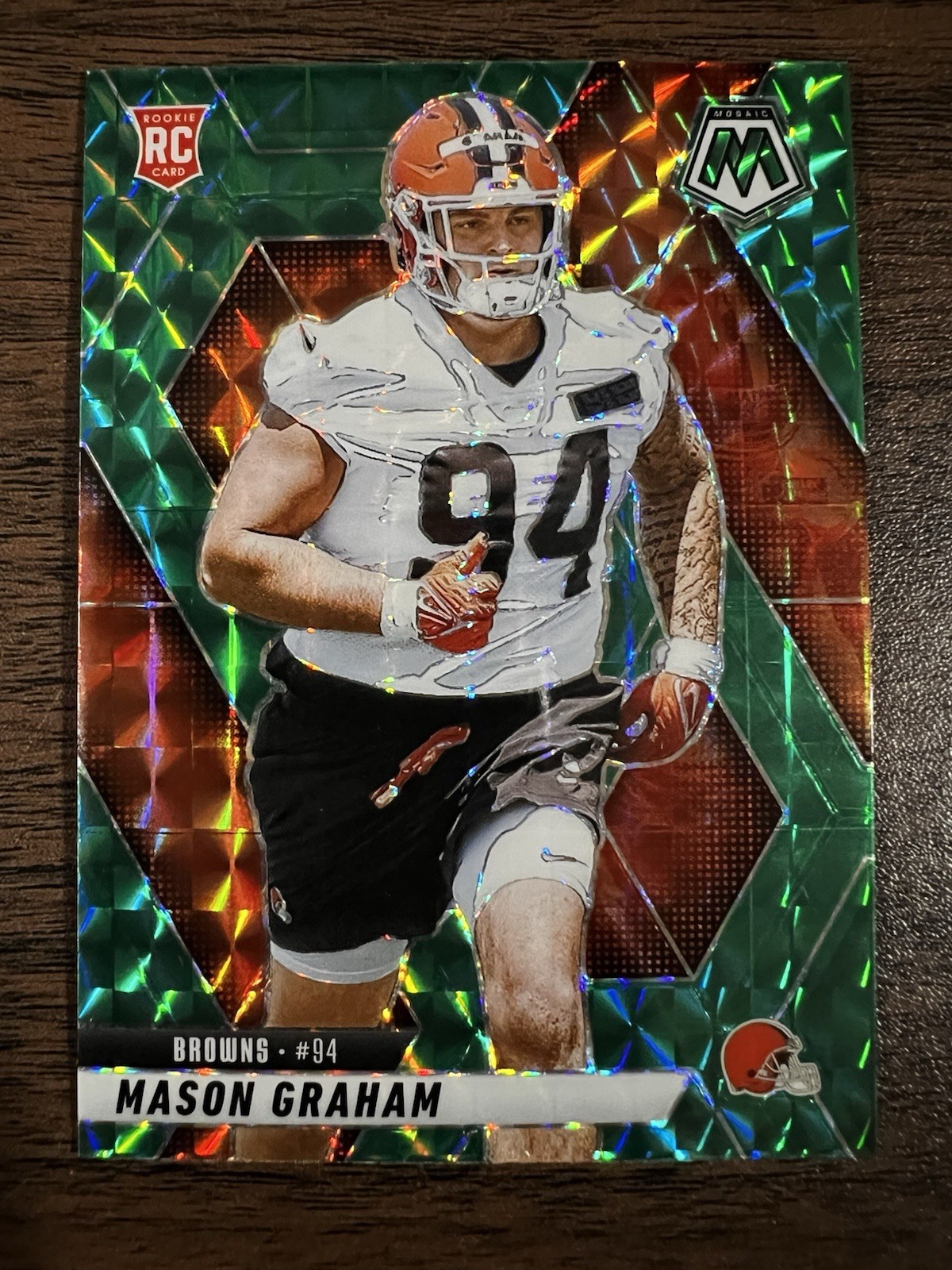 2025 Panini Mosaic Football Green Mosaic Prizm #311 Mason Graham RC Rookie Card