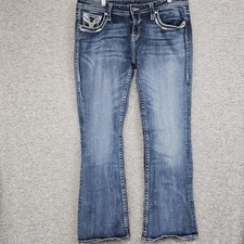 Vigoss Jeans Womens 11/12 Blue Chelsea Boot Cut Heritage Fit Embellished Jeweled