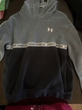 Youth XL Grey/Black Underarmour Hoodie Long Sleeve