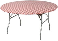 Kwik Covers 48" Round Fitted Plastic Table Covers Bundle of 5 Red