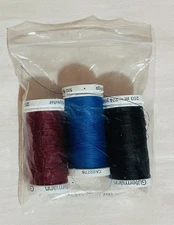 Gütermann threads, 3 Colors (Burgundy, Blue, Black) 250 M Polyester Pre-owned