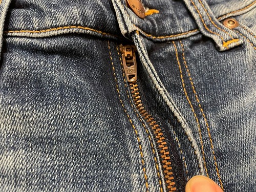 Pantalón vaquero hombre Nudie 31 32 azul Lean Dean Slow Woran 1% elastano cómodo mancha - Imagen 10 de 19