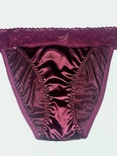 Vtg Styl Cherry 2nd Skin Satin  Lace Rio Bikini Brief Panties Knickers XL NEW