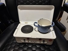 Heiliger Kinder Puppen Herd elektrisch Vintage Emaille 50er/ 60er Blechspielzeug