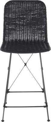 Set of 2  Minerva Black Woven Rattan 24'' Counter Stools