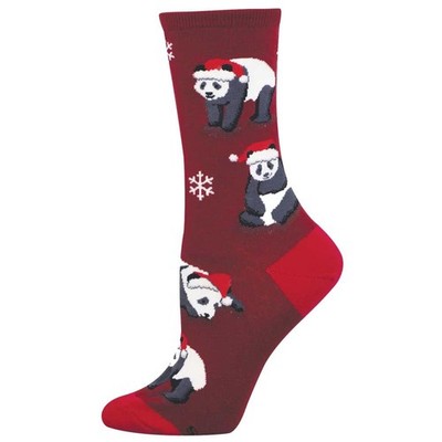 Socksmith Women's Crew Socks - Christmas Merry Panda Bear - Cute Holiday Gift