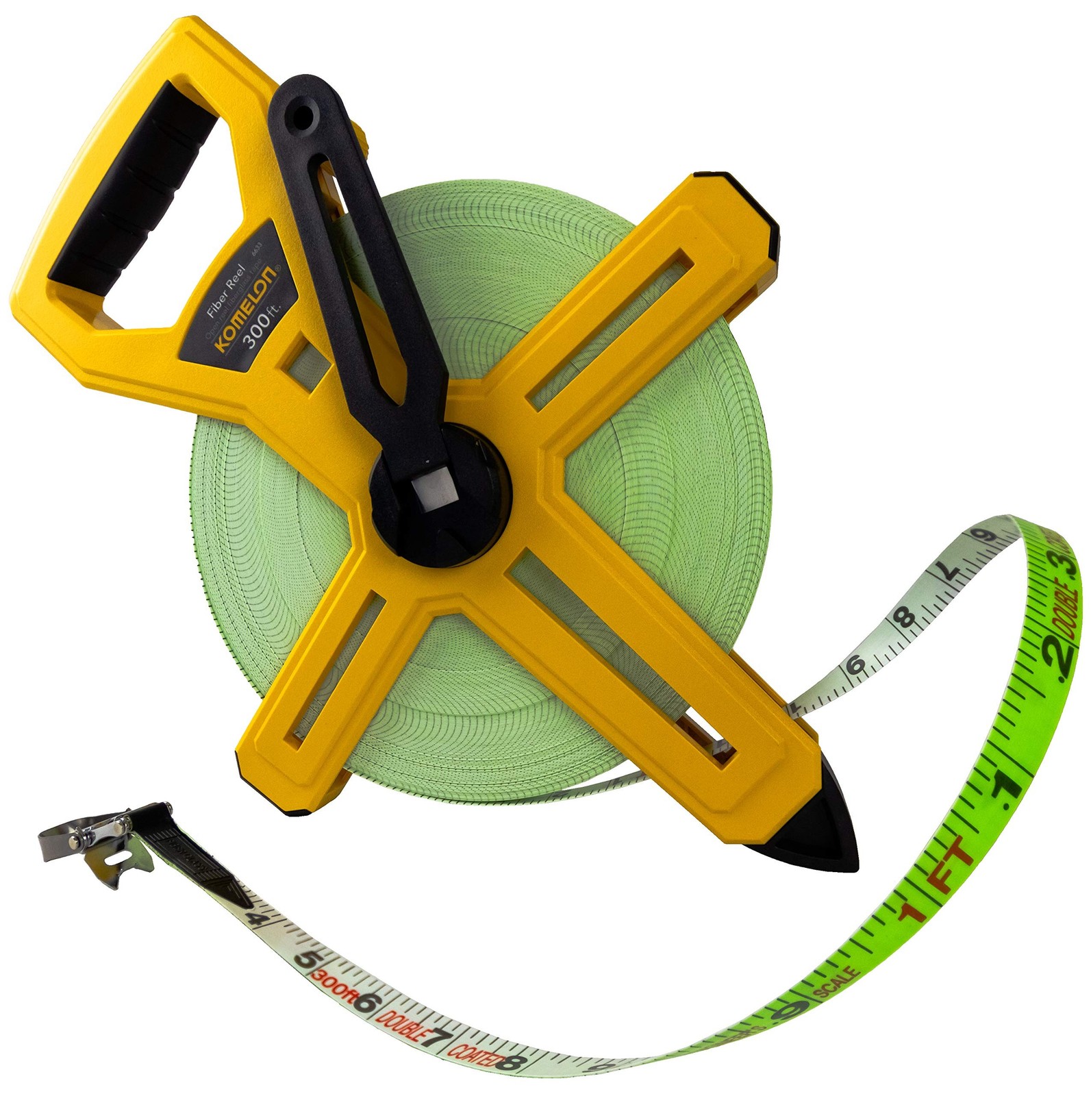 Komelon 6633 Open Reel Fiberglass Tape Measure, 300-Feet, Ye