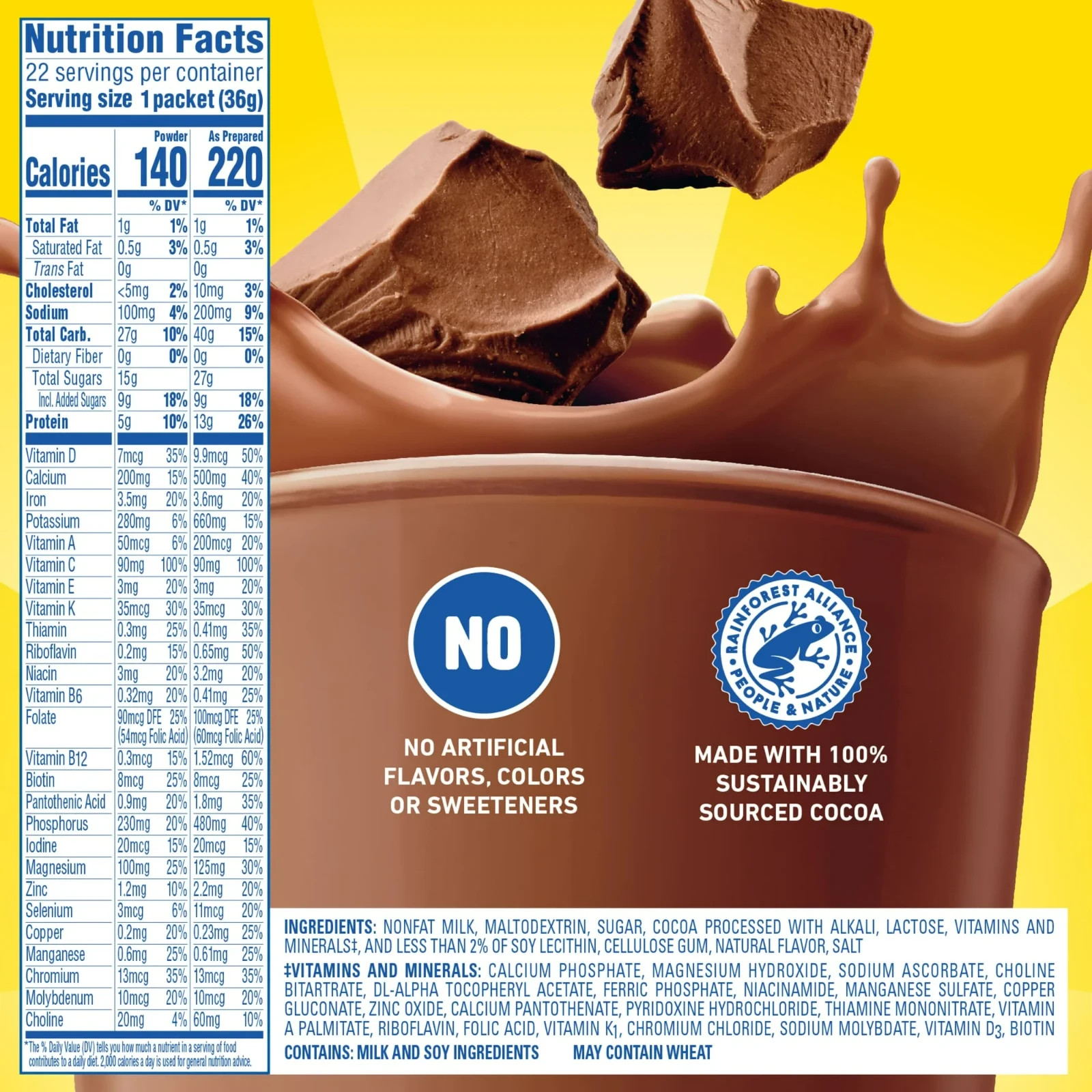 Carnation Instant Breakfast Powder Drink Mix, Rich Milk Chocolate, Box of 22..