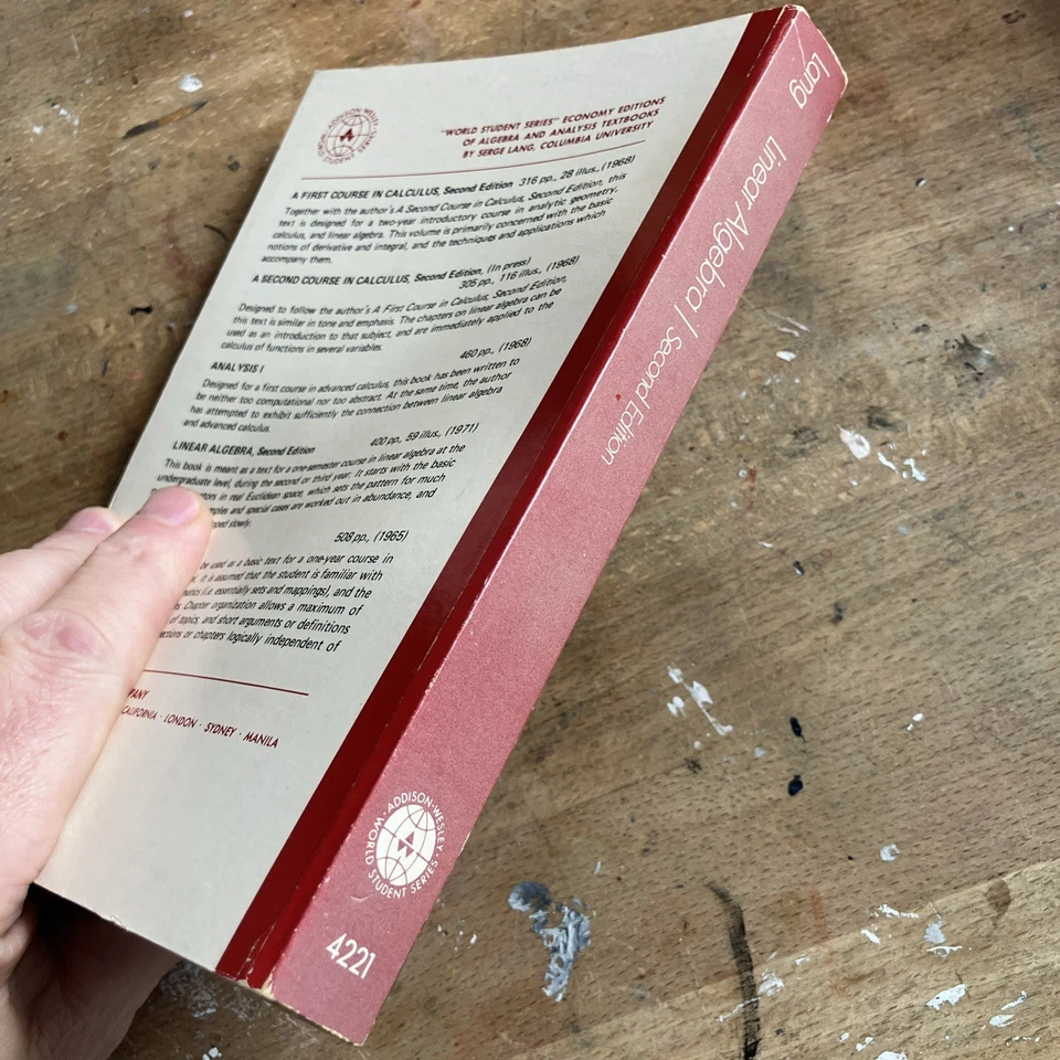 Linear Algebra 2nd Edition. 1970 Serge Lang. Paperback. 1972 third printing - Image 3 of 4
