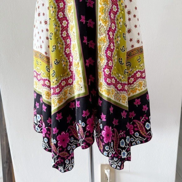 Vestido individual 100 % seda colorido estampado mixto vibrante pañuelo vestido pequeño (S) Foto 4 de 4