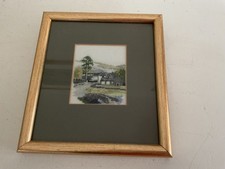 SMALL SEWN PICTURE OF A RURAL SCENE MEASURES APPROX Length 16 by 18 cms