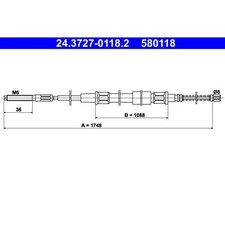 ATE 24.3727-0118.2 Seilzug Feststellbremse für VW GOLF 1I JETTA 1I 19E 1G1 1G2
