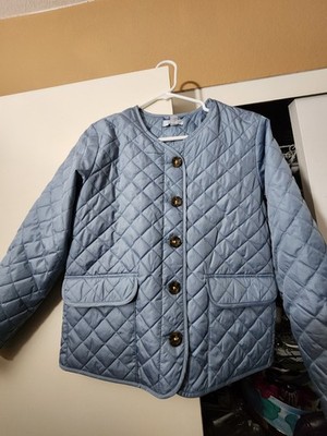 Women's Croft & Barrow Blue Quilted Button Up Lightweight Jacket Size Petit S